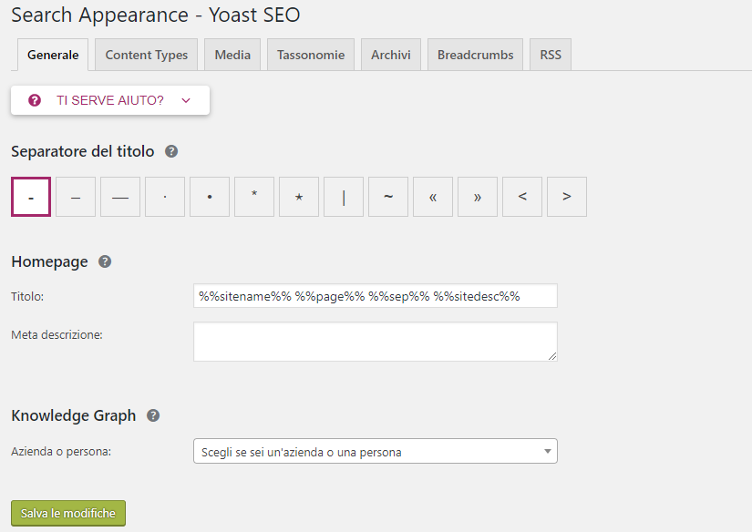 SEO Yoast WordPress - Search Appearance